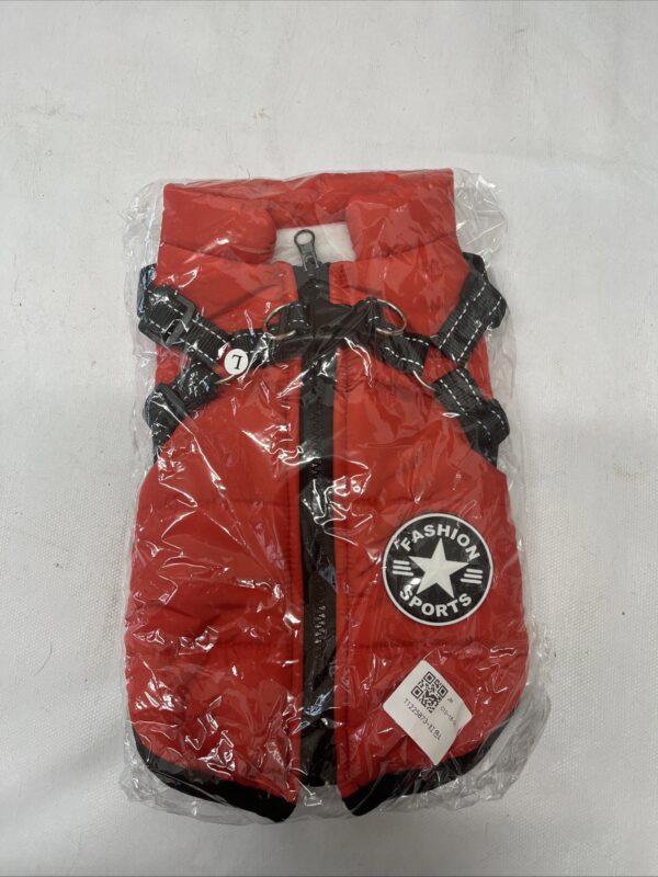 NEW Red dog jacket with harness