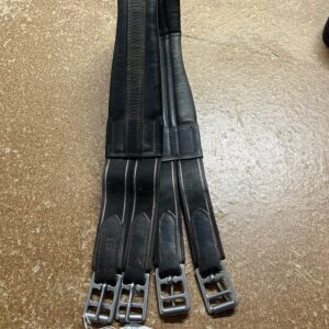 45” black leather girth