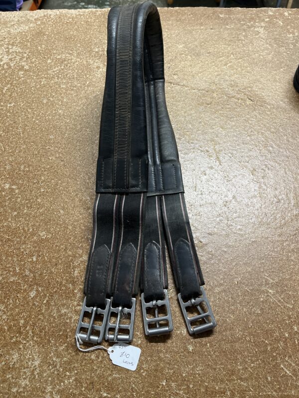 45” black leather girth