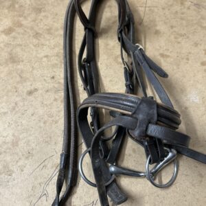 Brown cob bridle with reins and bit