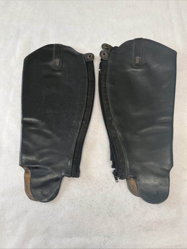 Black leather gaiters