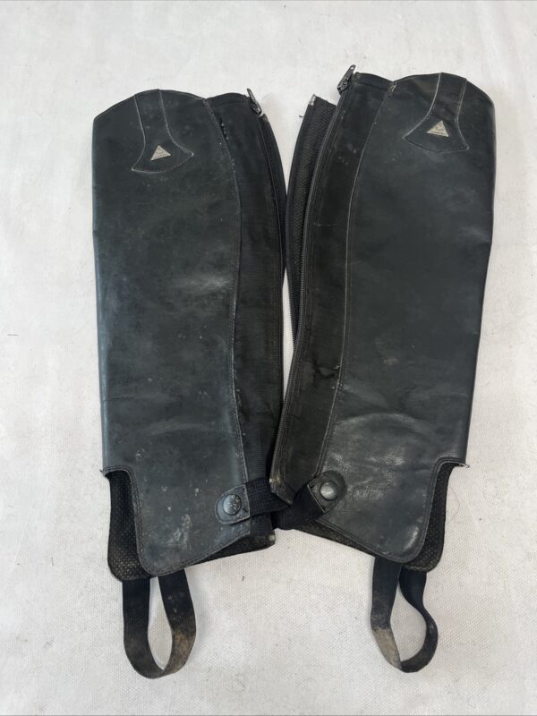 Black leather gaiters