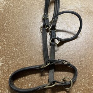 X-full black leather headcollar